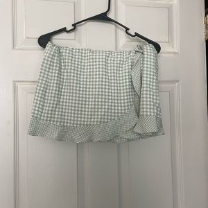 Altar’d state mini skirt plaid green white bow